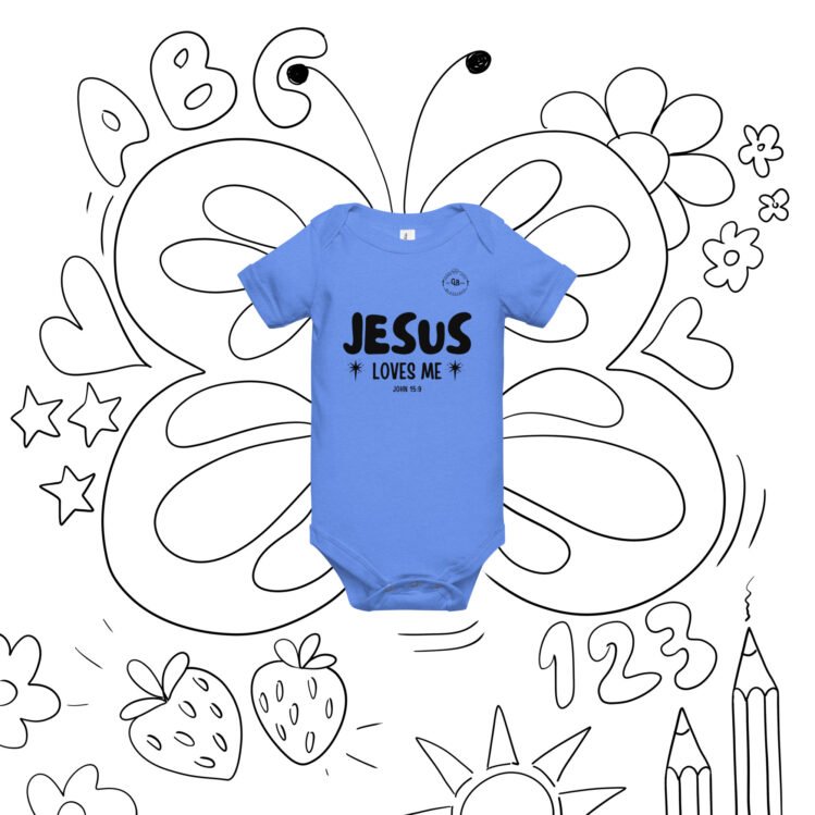 Jesus Loves Me Baby short sleeve one piece - Image 6