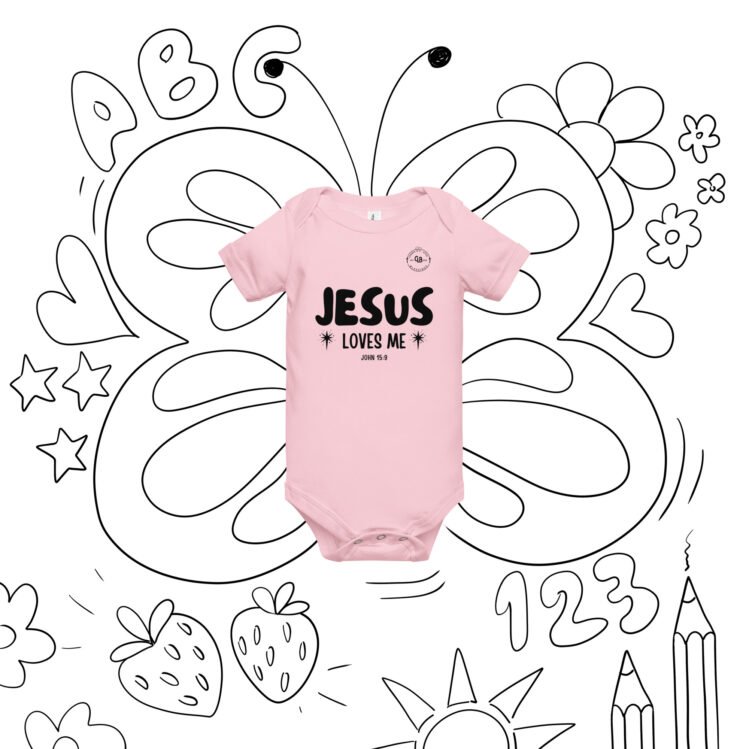 Jesus Loves Me Baby short sleeve one piece - Image 8