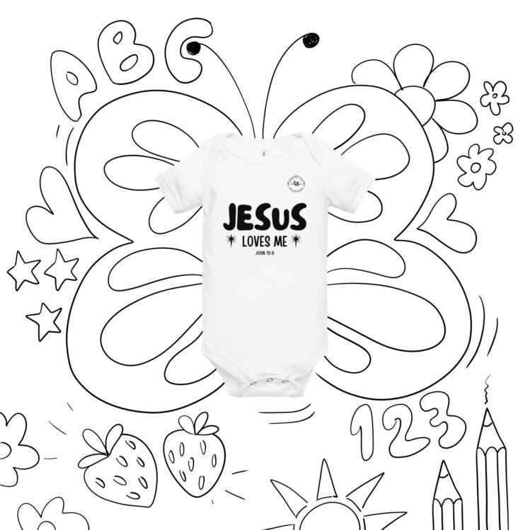 Jesus Loves Me Baby short sleeve one piece - Image 5