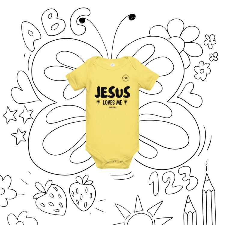 Jesus Loves Me Baby short sleeve one piece - Image 9