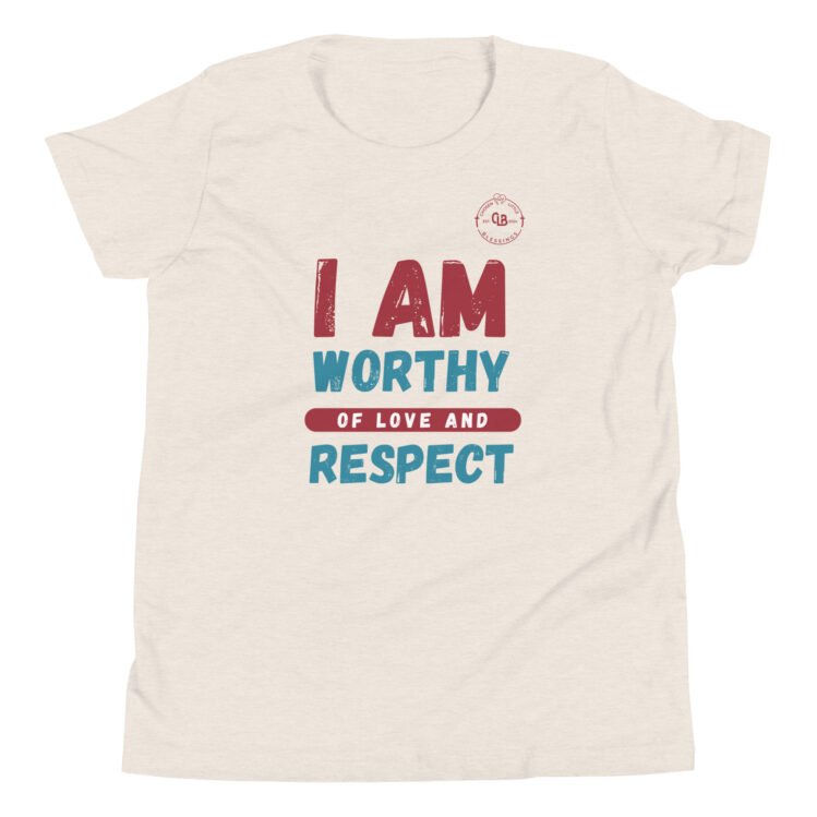 I Am Worthy Of Love And Respect Youth Short Sleeve T-Shirt - Image 4